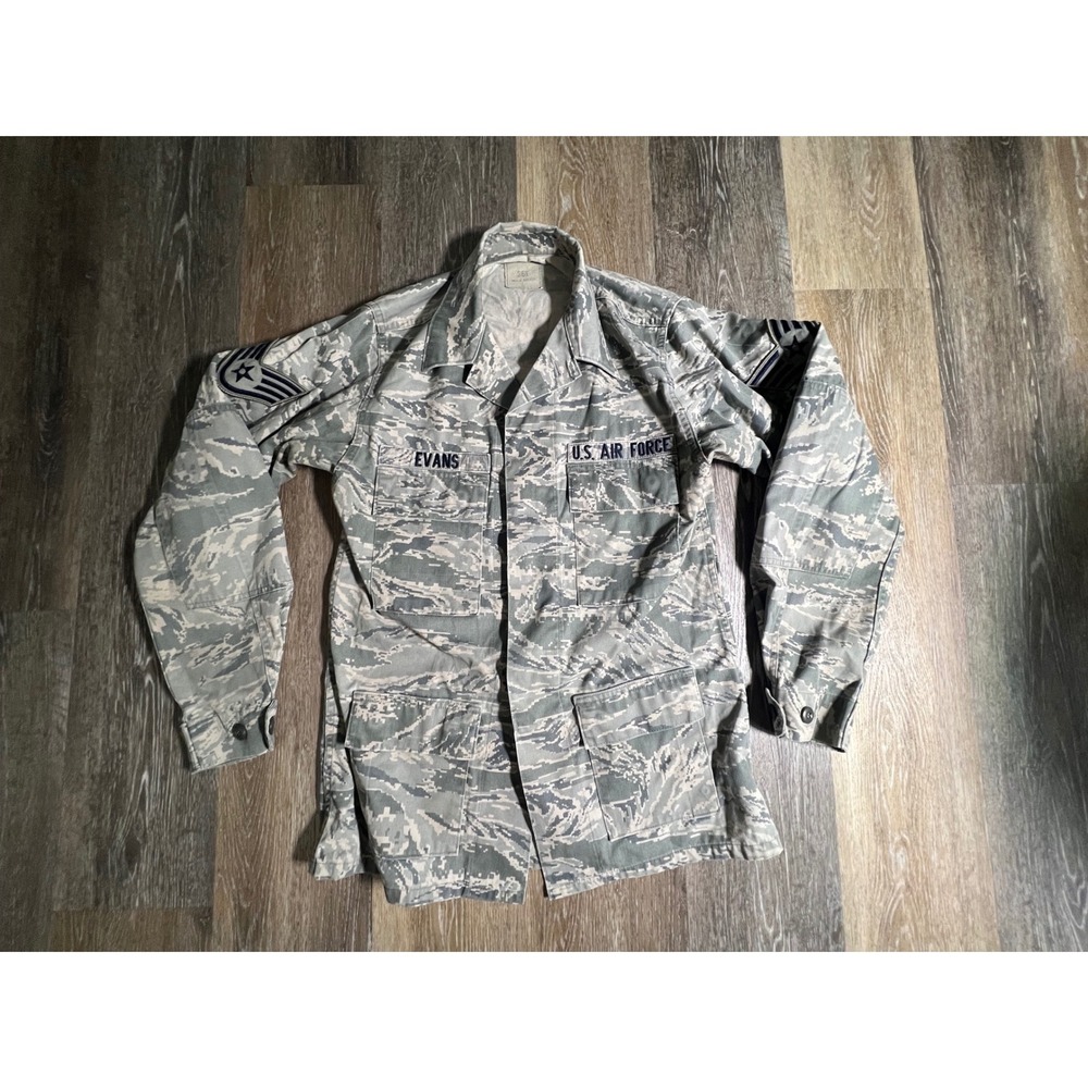 US Air Force ABU Camo Utility Jacket Mens 36L Grey Digital Tiger Stripe Coat
